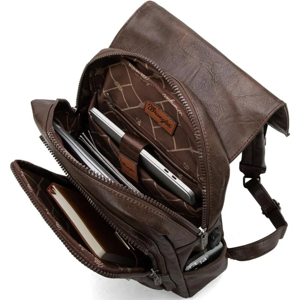 ✨Men Brown Montana West Wrangler Leather Purse Laptop Backpack Fashion Backpack